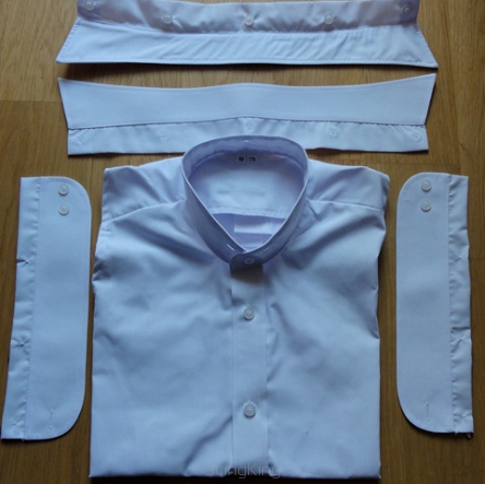 SALE 30% - Backless Shirt-Shirty-white-detachable collar 176cm/44cm