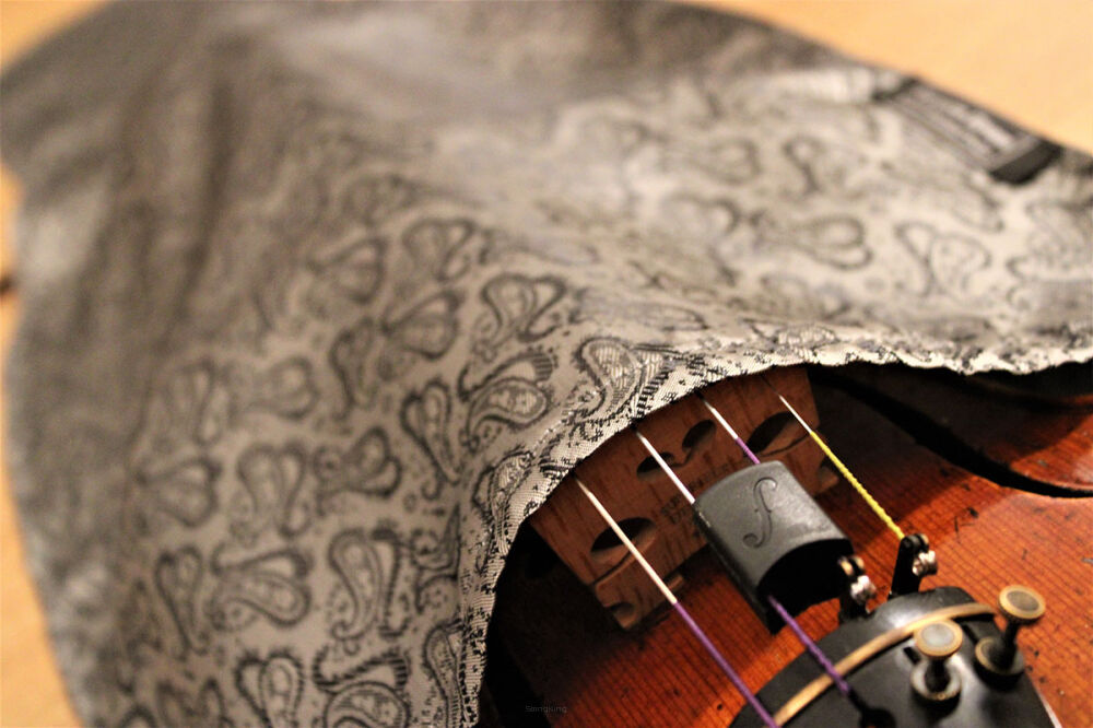 Silk Bag - Violin - Classic Paisley - Silver Black