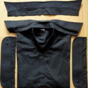 SALE 30% - Backless Shirt-Shirty-black-detachable collar 188cm/44cm