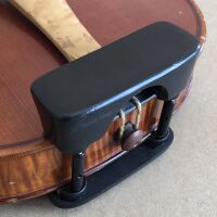 Double Central Chinrest – Violin - Ebony & Silicon - Bottom Mounted Silver Fittings